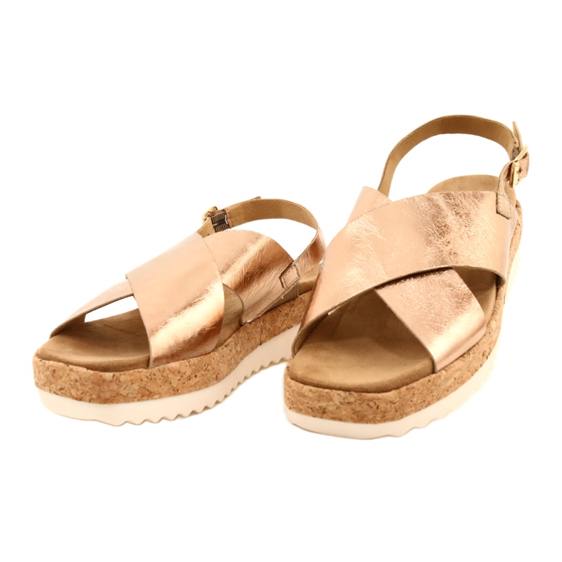 Caprice Damen-Ledersandalen auf der Plattform 9-28712 933 Pink-Gold golden 2