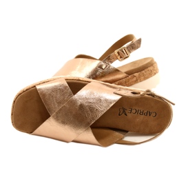 Caprice Damen-Ledersandalen auf der Plattform 9-28712 933 Pink-Gold golden 4