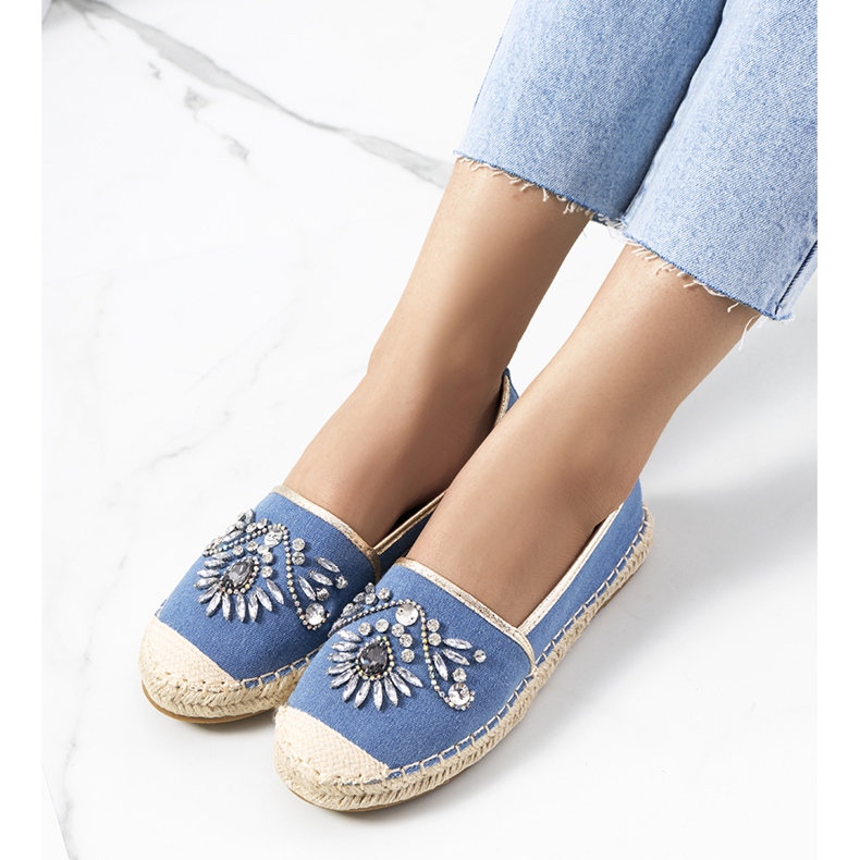 Blaue Espadrilles mit Block Zirkonia 1