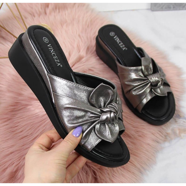 Hausschuhe auf dem Keil Vinceza W JAN115B Silber silber- 1