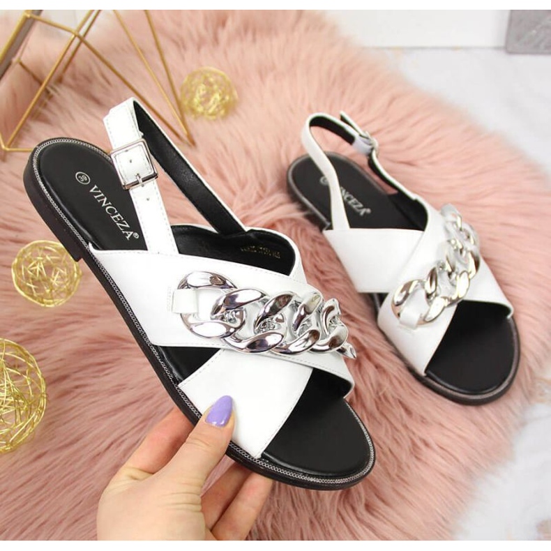 Sandalen mit Kette Vinceza W JAN116B weiß 1
