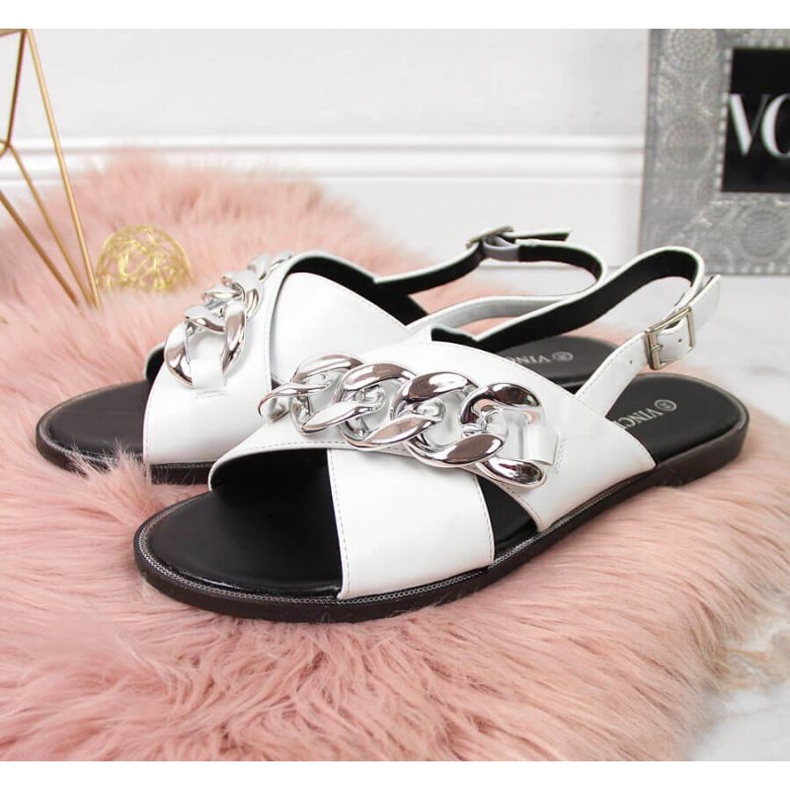Sandalen mit Kette Vinceza W JAN116B weiß 2