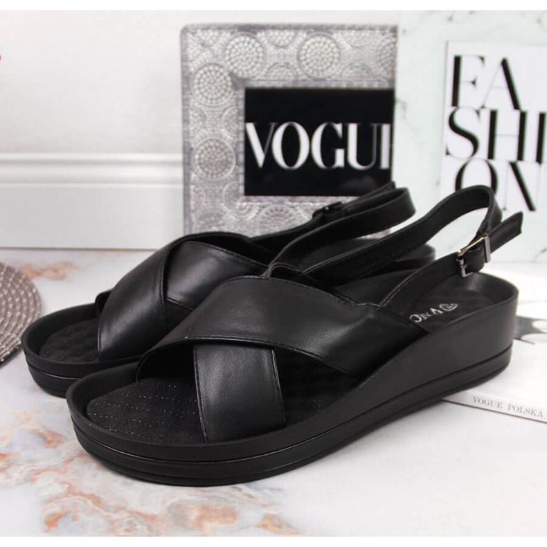 Schwarze Keilsandalen von Vinceza W JAN117A 2