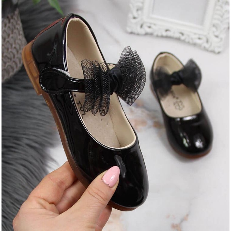 Ballerinas mit Klettverschluss und Schleife Vinceza Jr JAN100A schwarz 1