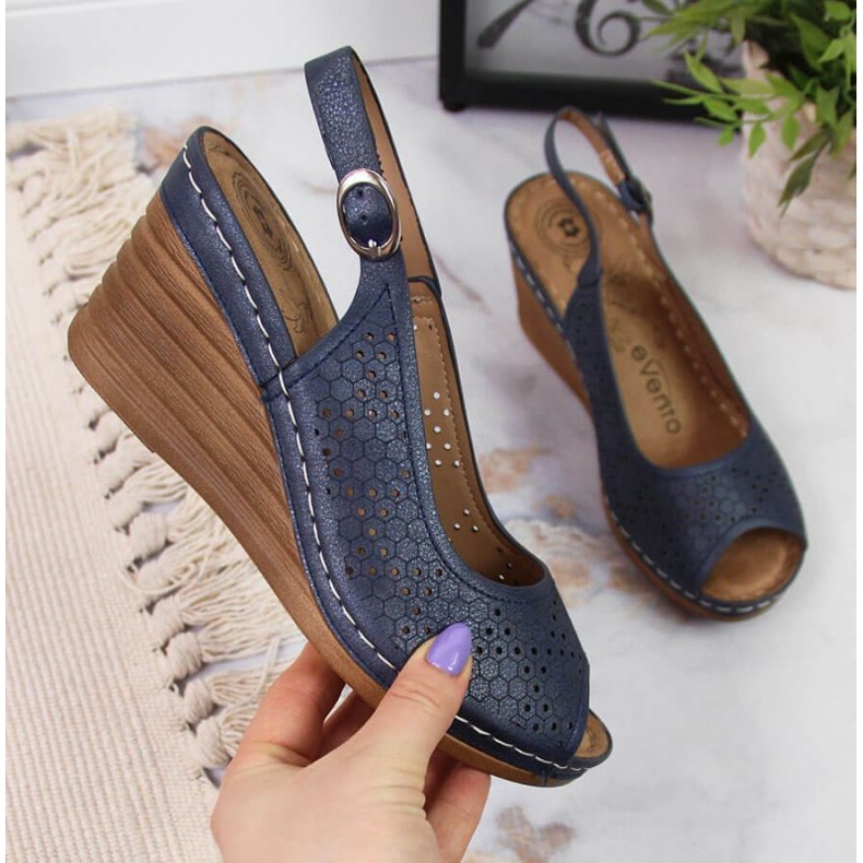 Keilsandalen eVento W EVE349A marineblau 1