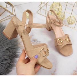 Sandalen auf dem Pfosten mit der Dekoration S.Barski W OLI158B beige 1