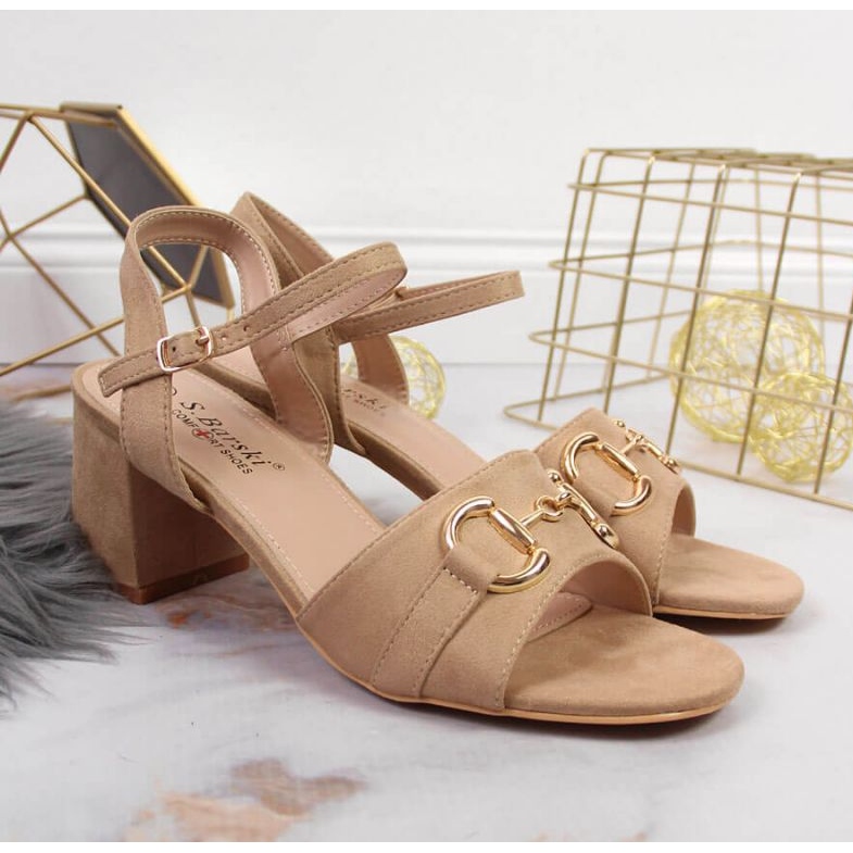 Sandalen auf dem Pfosten mit der Dekoration S.Barski W OLI158B beige 2