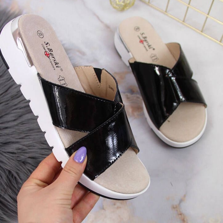 Lacklederhausschuhe S. Barski W OLI159A schwarz 1