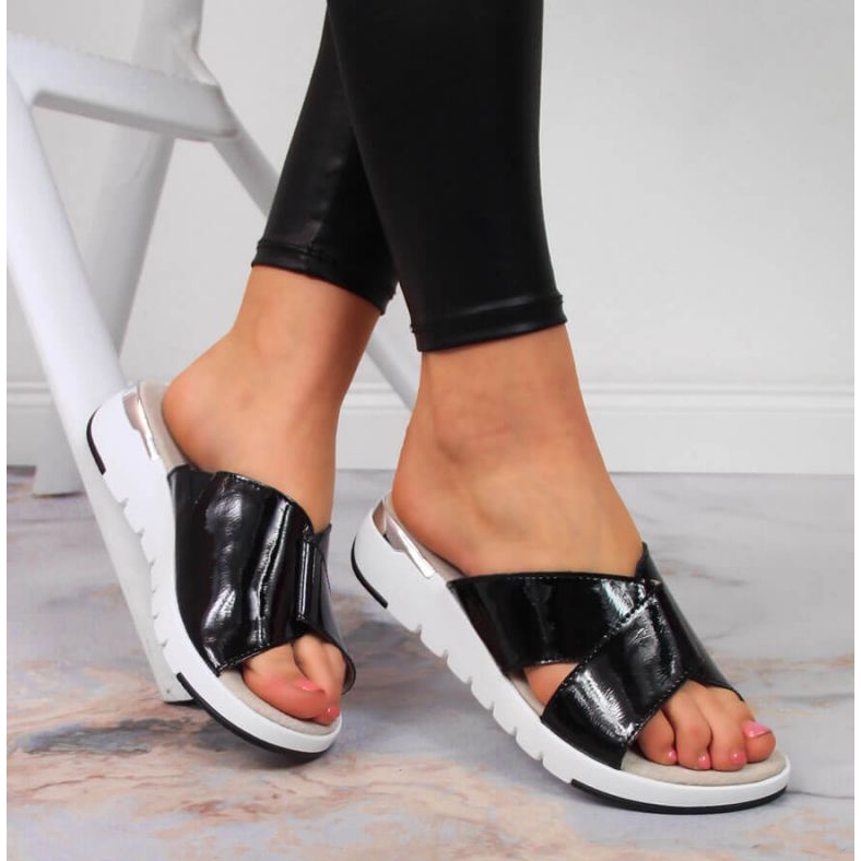 Lacklederhausschuhe S. Barski W OLI159A schwarz 2