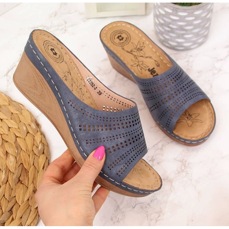 Durchbrochene Wedges Jezzi W JEZ288A marineblau navy blau 1