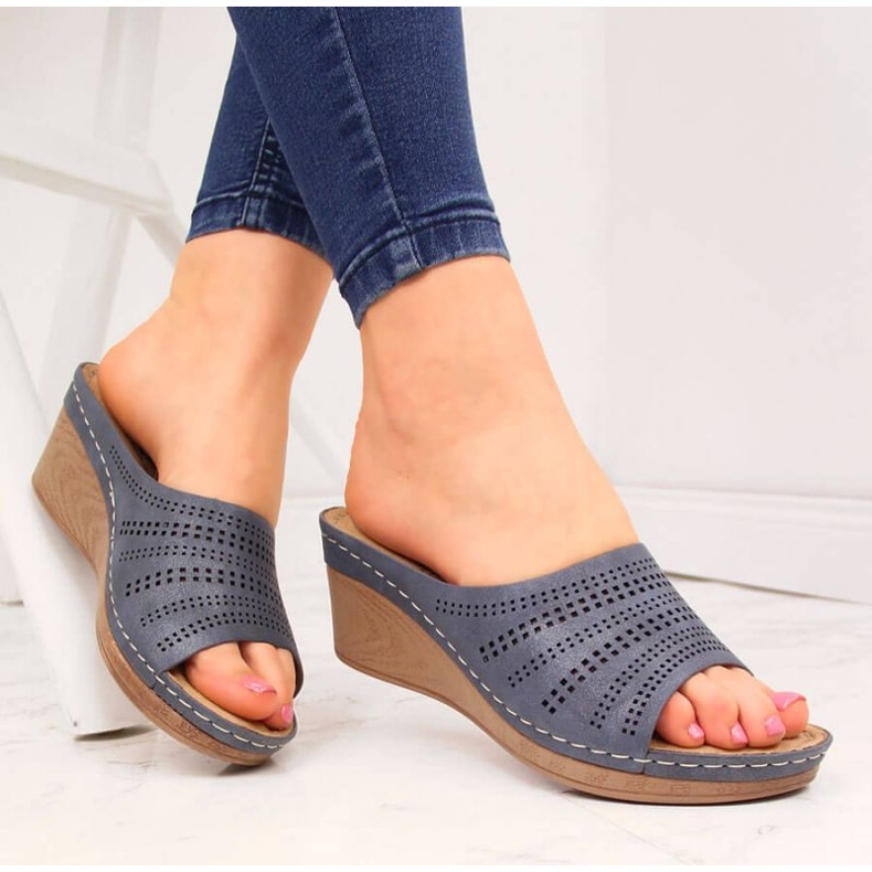 Durchbrochene Wedges Jezzi W JEZ288A marineblau navy blau 2