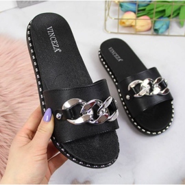 Schwarze Vinceza W JAN111A Hausschuhe mit Kette 1