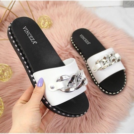 Hausschuhe mit einer Kette Vinceza W JAN111B weiß 1