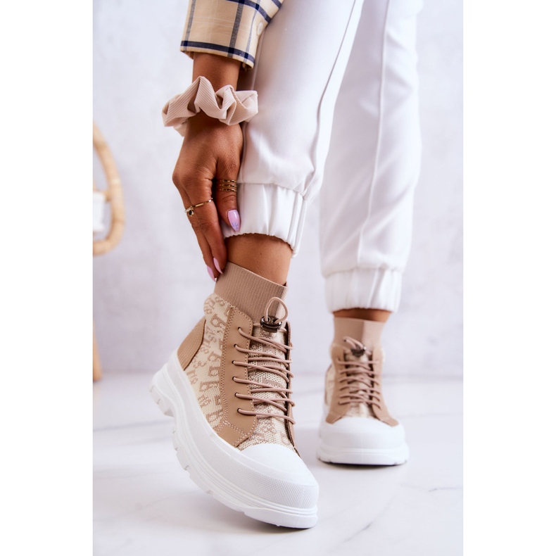 FW1 Modischer Sneaker High Sock Beige Collin 1