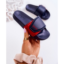 Leichte Kinderhausschuhe Big Star JJ374351 Marineblau rot navy blau 2