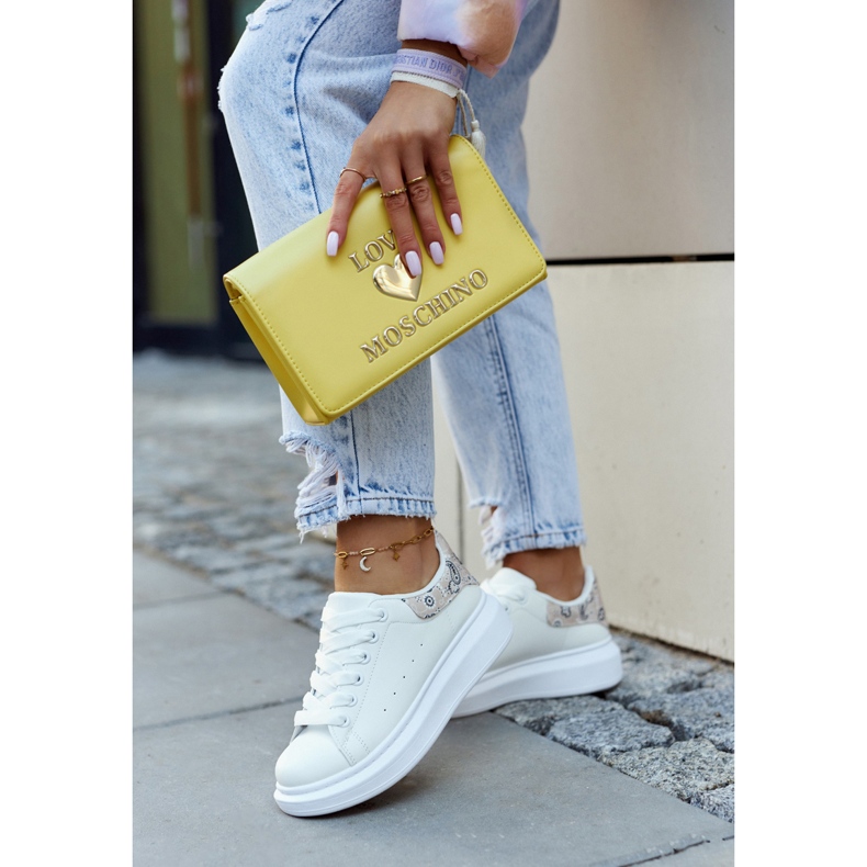 FE1 Klassische Damen Sportschuhe Weiß und Beige Meleris 1