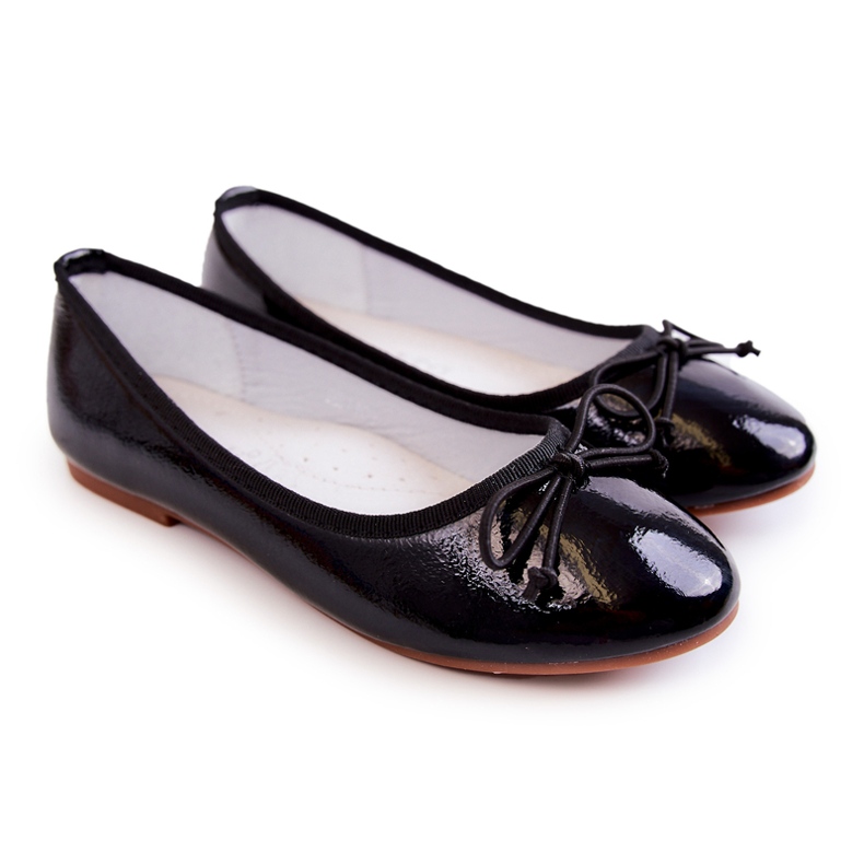 S.Barski Lackierte Kinderballerinas mit Schleife Black Cassie schwarz 1