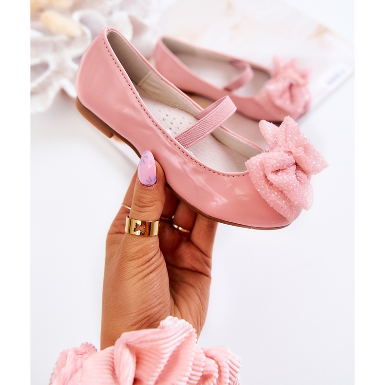 S.Barski Lackierte Kinderballerinas mit Schleife Pink Zolly rosa 1