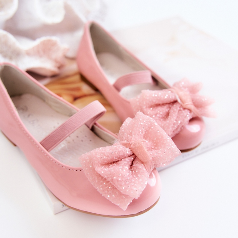 S.Barski Lackierte Kinderballerinas mit Schleife Pink Zolly rosa 2