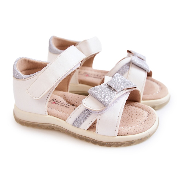 S.Barski Kinder-Ledersandalen mit Klettverschluss White Lolly weiß 1