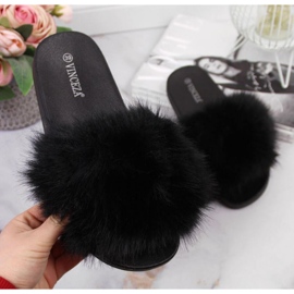 Schwarze Vinceza W JAN97A Pelzpantoffeln 1