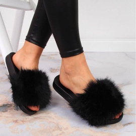Schwarze Vinceza W JAN97A Pelzpantoffeln 2