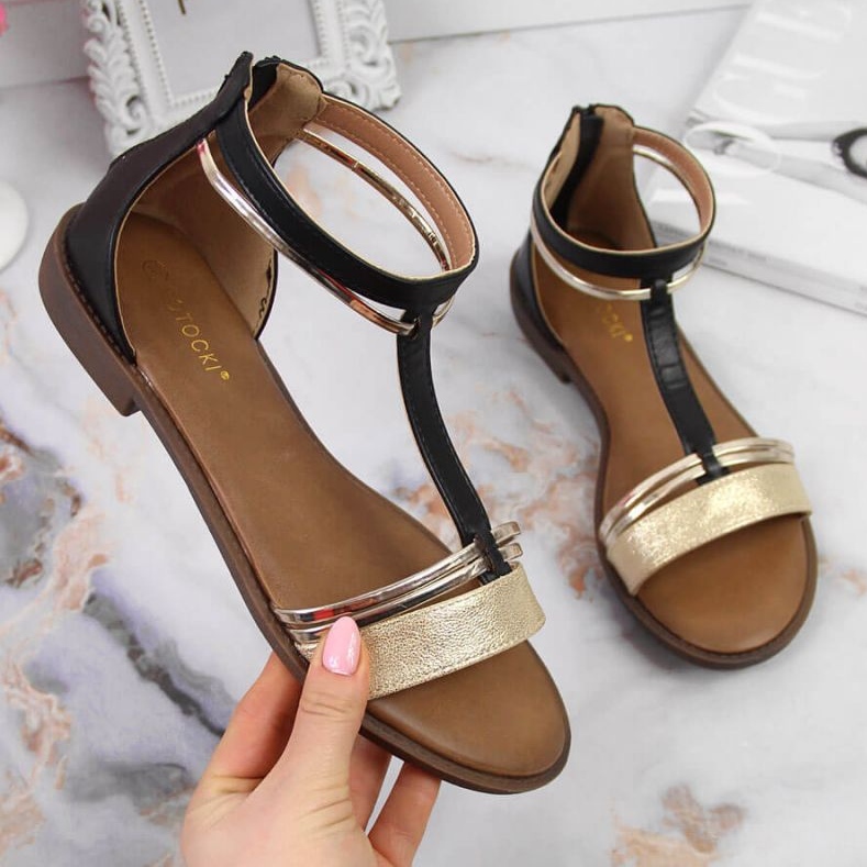 Römische Sandalen Potocki W WOL73A schwarz golden 1