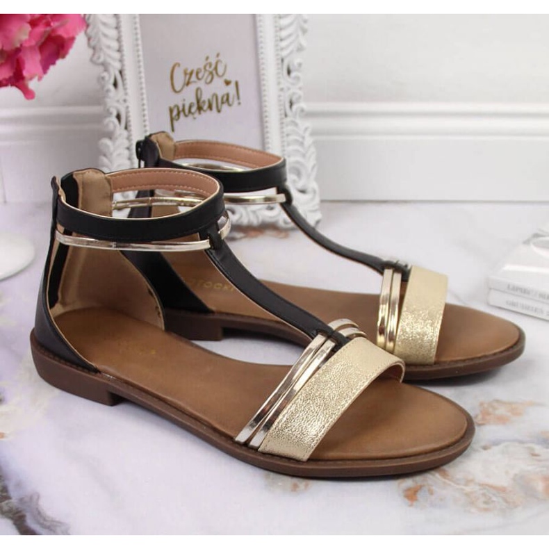 Römische Sandalen Potocki W WOL73A schwarz golden 2