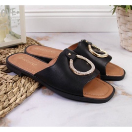 Schwarze Hausschuhe mit Dekoration Potocki W WOL74A 2