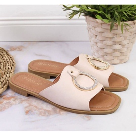 Hausschuhe mit Dekoration Potocki W WOL74B beige 2