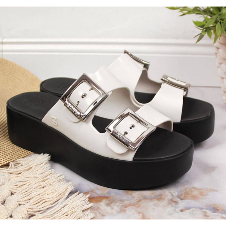 Gummipantoffeln auf der Plattform Zaxy W INT1707 weiß 2