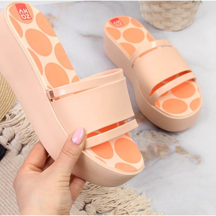 Gummipantoffeln auf der Plattform Zaxy W INT1708A nackt rosa 1