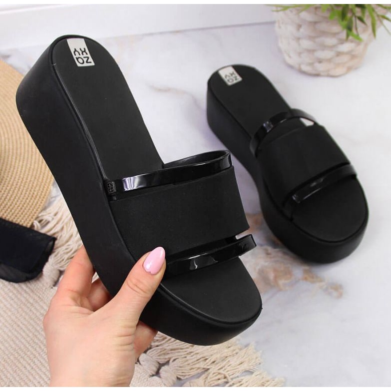 Gummipantoffeln auf der Plattform Zaxy W INT1708B schwarz 1