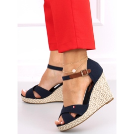 Sandalen auf einem Keil Lamis Blue navy blau 2