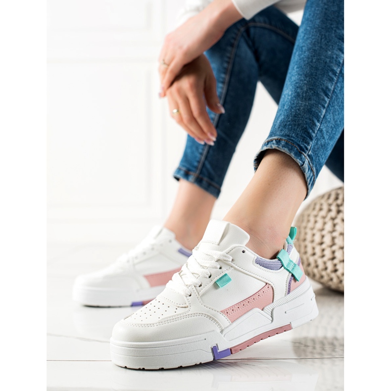 TRENDI Bunte Sneaker auf der Plattform weiß lila blau rosa 1