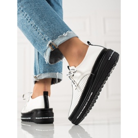 Leder-Brogues auf der Plattform weiß schwarz 1