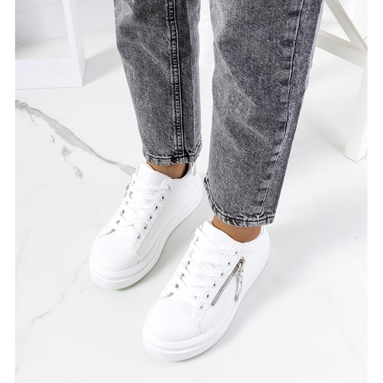 Weiß-silberne Damen-Turnschuhe von Tamis 1