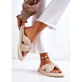 S.Barski Modische Lederpantoffeln für Damen Beige Savirra 2