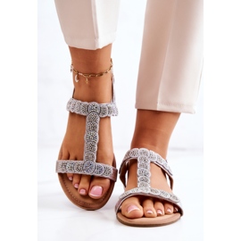 S.Barski Damensandalen mit Strass Silber Julies 2