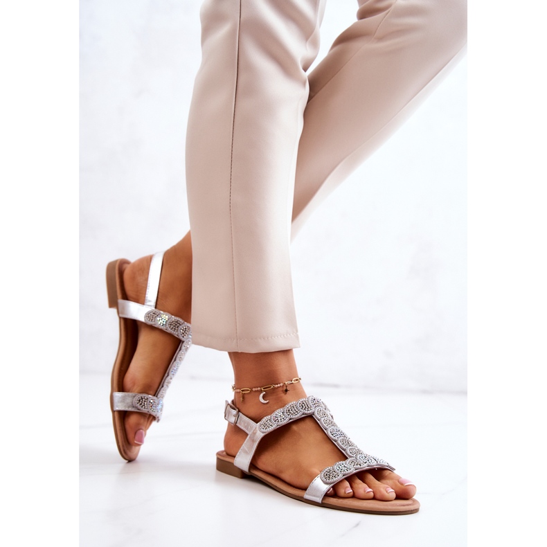 S.Barski Damensandalen mit Strass Silber Julies silber- 1