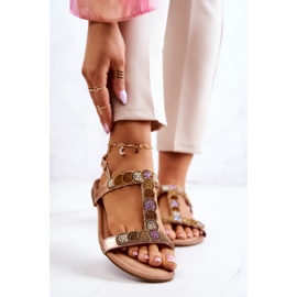 S.Barski Damensandalen mit Strasssteinen Rose Gold Julies golden 1