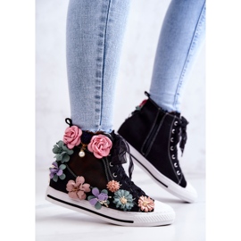 LU BOO High-Top-Sneaker mit Blumen Schwarz Sellin 1