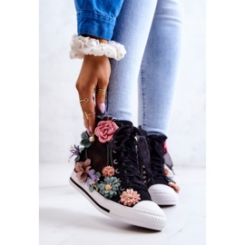 LU BOO High-Top-Sneaker mit Blumen Schwarz Sellin 2