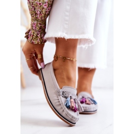 Damen-Loafer aus Wildleder mit Fransen Grau Laressa 1