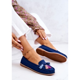 Evento Damen-Loafer aus Wildleder mit Fransen Marineblau Laressa 2