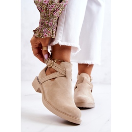 PL5 Damen-Lederstiefeletten mit ausgeschnittenem hellbeigem Ramos 1