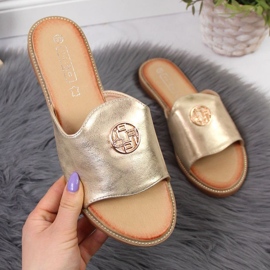 Goldene Pantoffeln mit dem Ornament Filippo W PAW344B 1