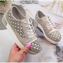 Durchbrochene Lederschuhe Filippo W PAW326 golden 1