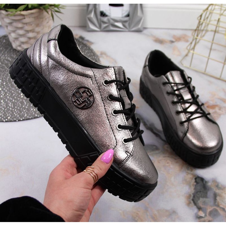 Plateauschuhe aus Leder Filippo W PAW320B Silber 1