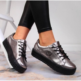 Plateauschuhe aus Leder Filippo W PAW320B Silber 2